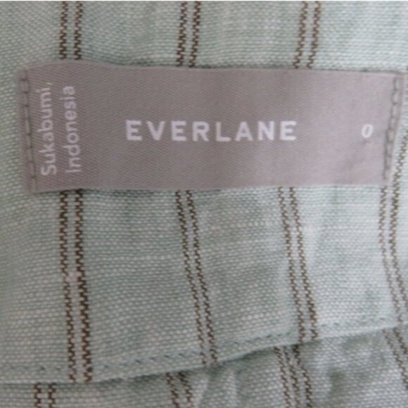 Everlane Size 0 Apron Tank Top Linen Striped Green - Picture 2 of 5